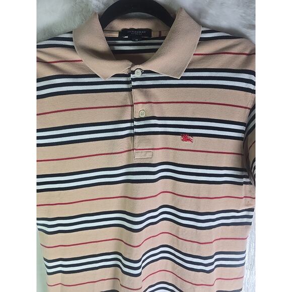 BURBERRY LONDON Striped Embroidery Iconic Polo Shirt Womens Medium (K-154505) - Picture 8 of 8